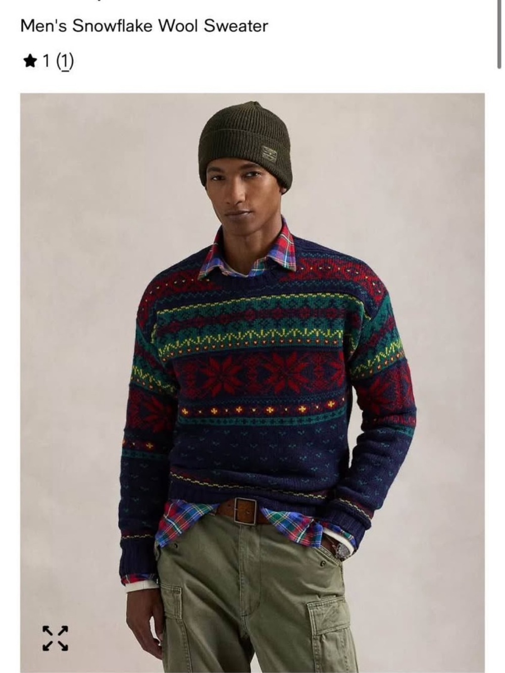 Polo by Ralph Lauren Navy Fair Isle Snowflake Crewneck Sweater